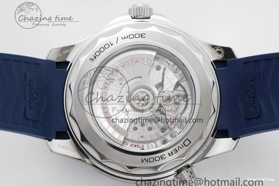 0417 Fashionable Seamaster Diver 300M ZF 1:1 Best Edition Blue Ceramic Blue Dial on Blue Rubber Strap A 7822